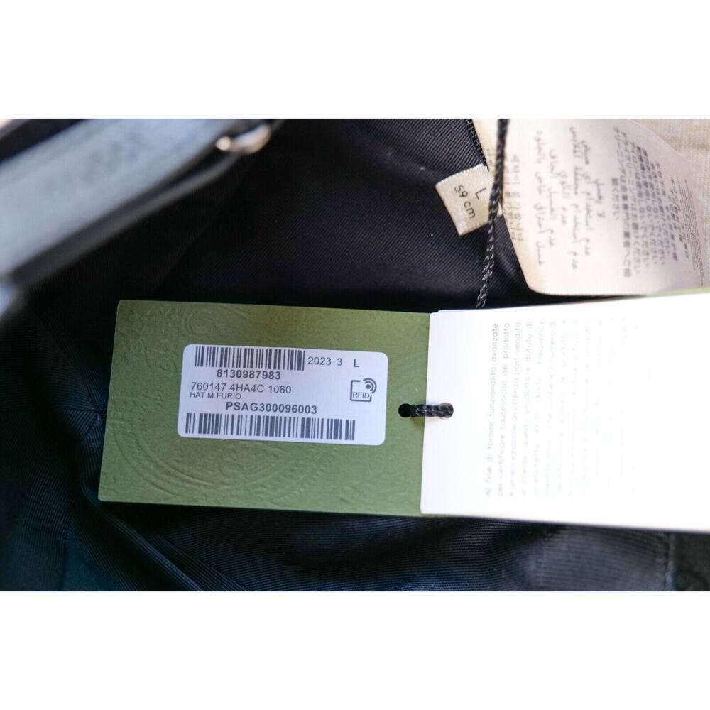 Gucci Black Leather-Trimmed Monogram Embossed Baseball Cap (Size L) RRP $950 - Picture 6 of 6